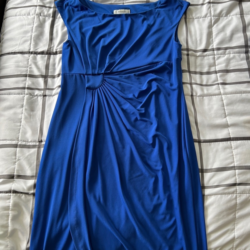 Dressbarn‎ Petite Royal Blue Ruched Knot Sheath Dress Size 10